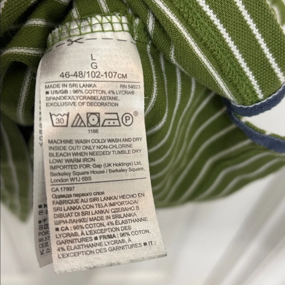 BANANA REPUBLIC Button Front Green Striped Polo Golf Shirt Men's Size Large